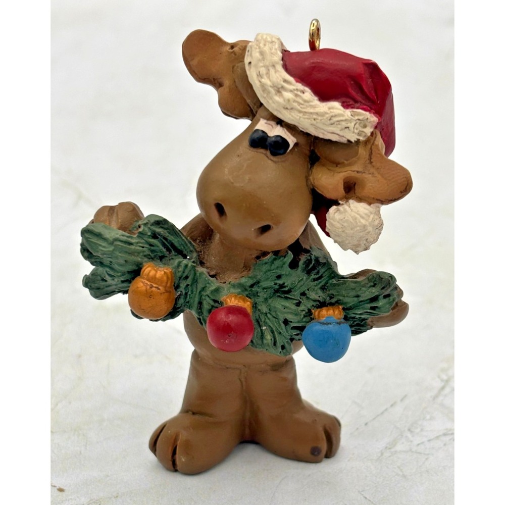 Suzi Skoglund 1997 Merry Christ-Moose Dough Clay‎ Christmas Ornament Vintage EUC